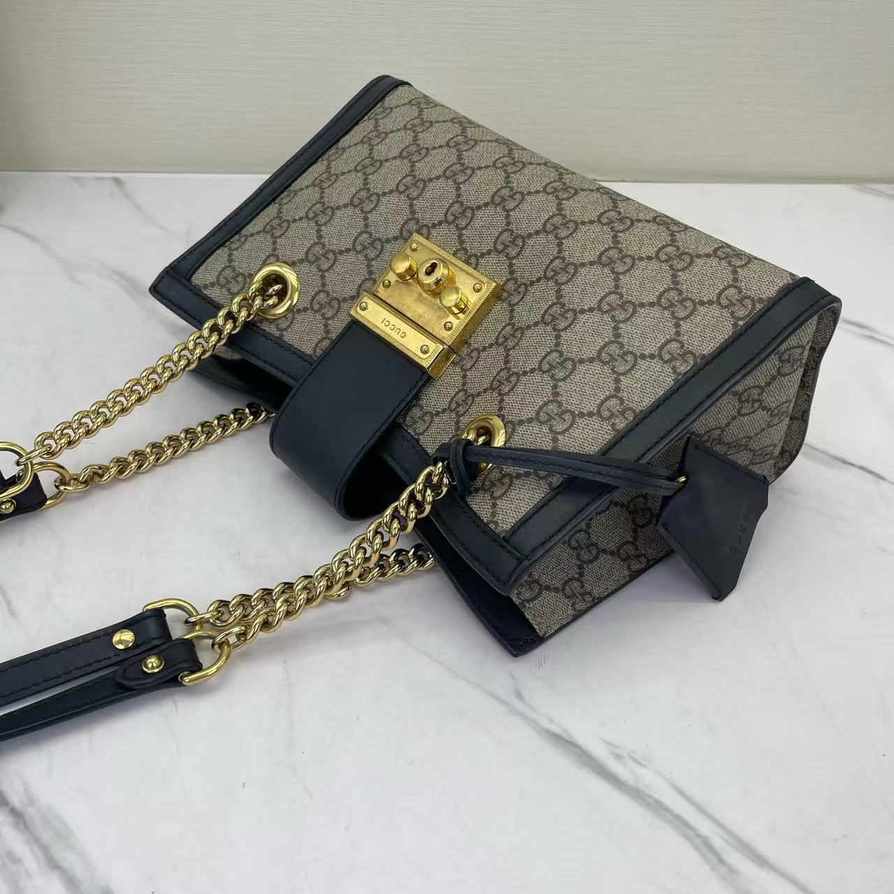 Gucci - Padlock - GG Supreme canvas with leather trim - Beige and Black - (small)