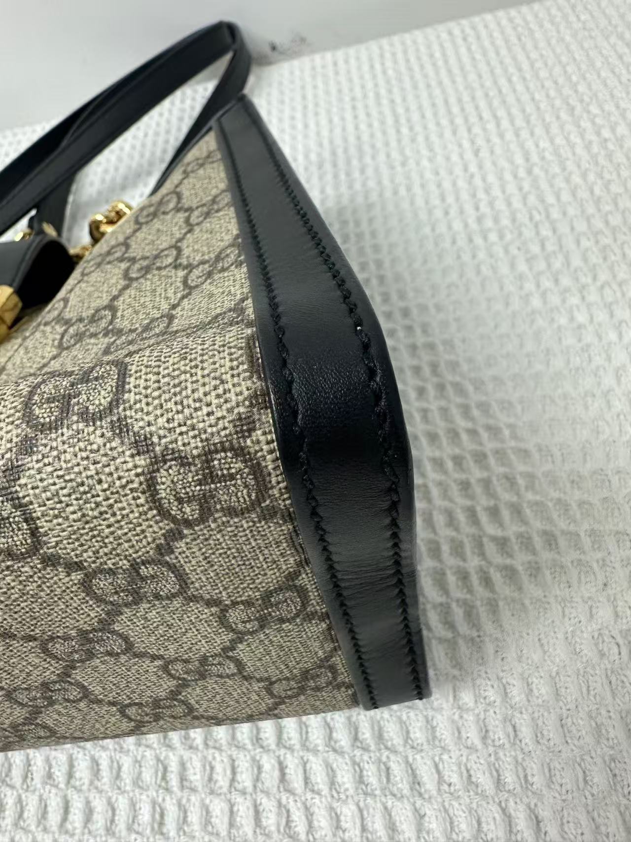 Gucci - Padlock - GG Supreme canvas with leather trim - Beige and black - (small)