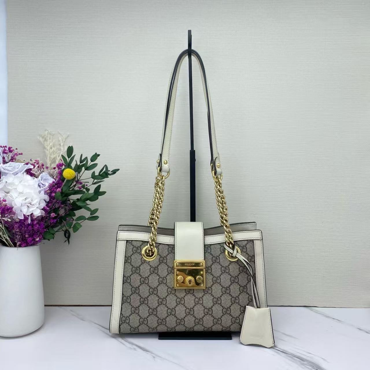 Gucci - Padlock - GG Supreme canvas with leather trim - Beige and White - (Small)