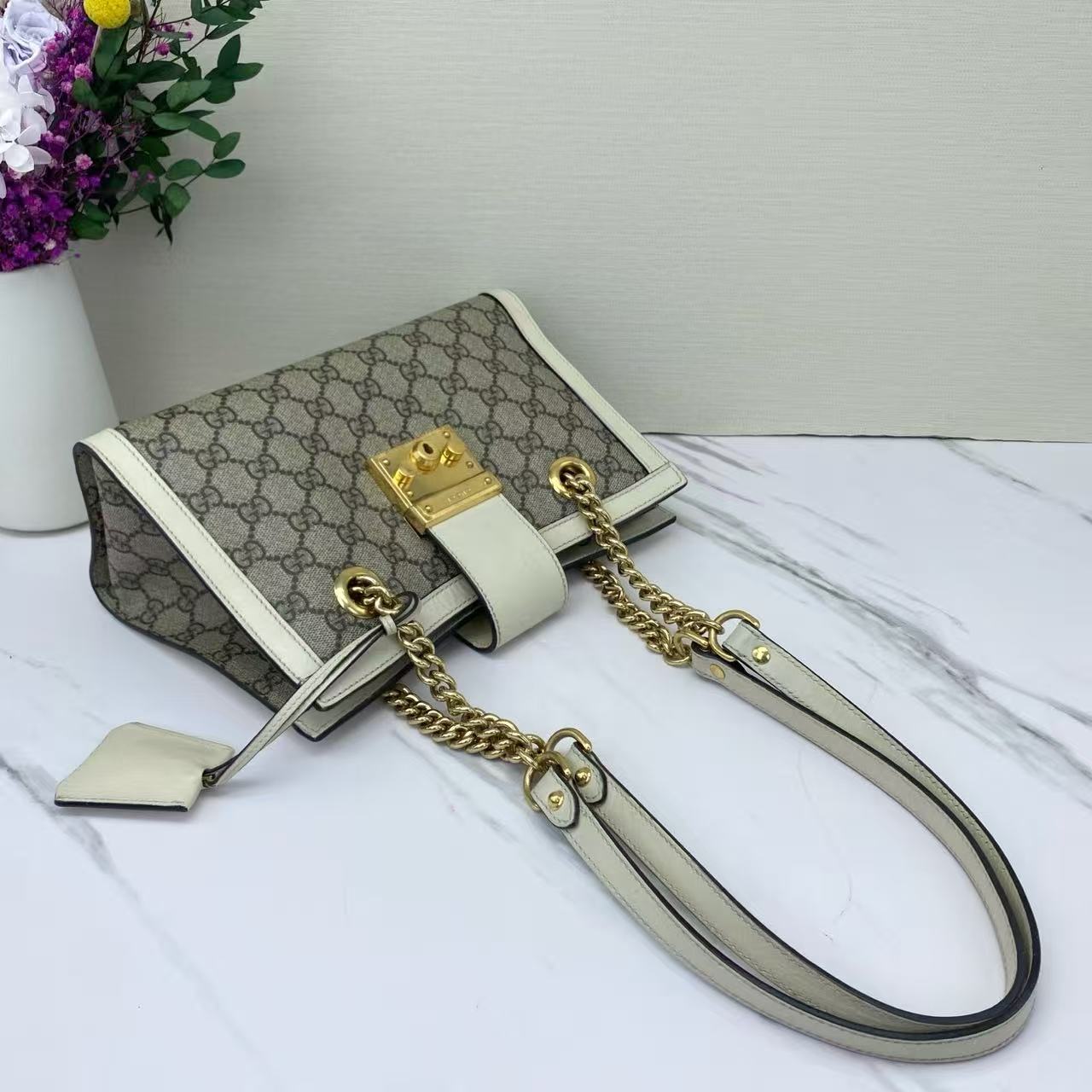 Gucci - Padlock - GG Supreme canvas with leather trim - Beige and White - (Small)