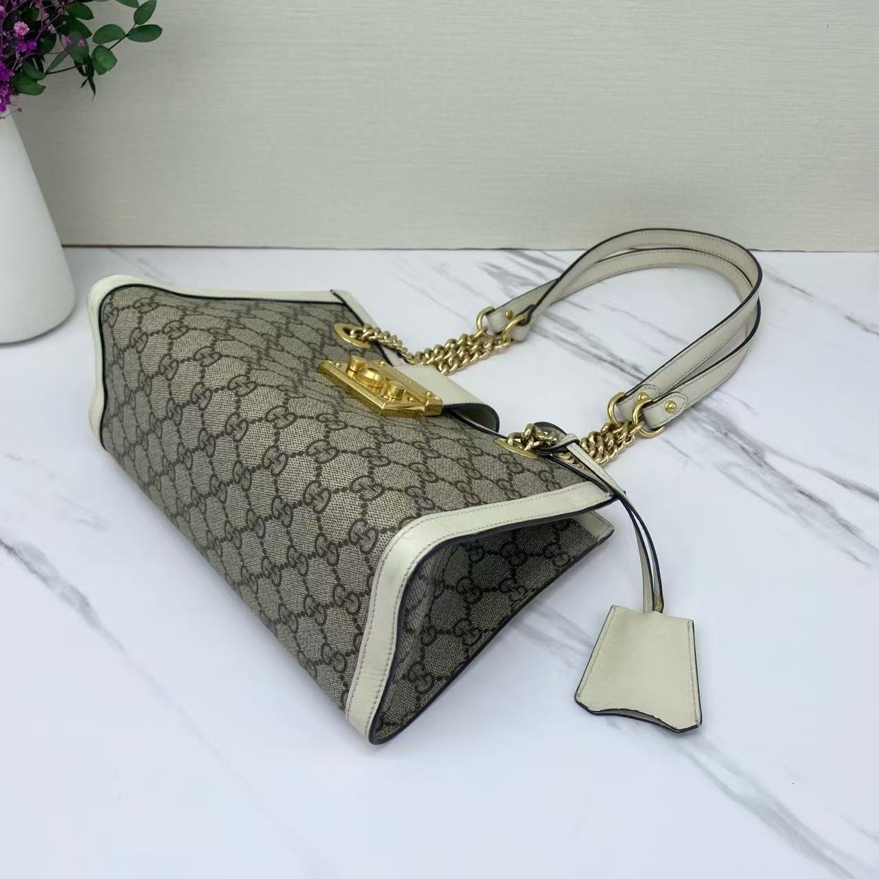 Gucci - Padlock - GG Supreme canvas with leather trim - Beige and White - (Small)