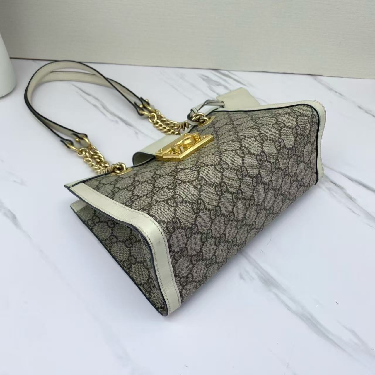 Gucci - Padlock - GG Supreme canvas with leather trim - Beige and White - (Small)