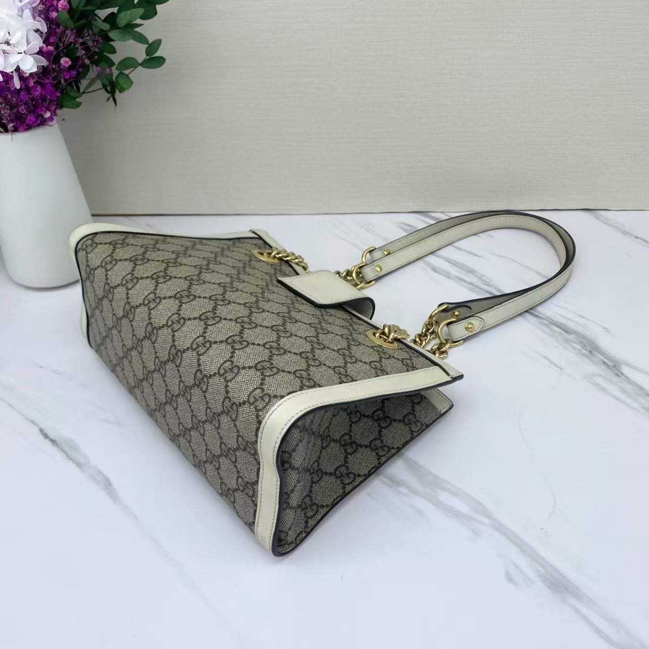Gucci - Padlock - GG Supreme canvas with leather trim - Beige and White - (Small)
