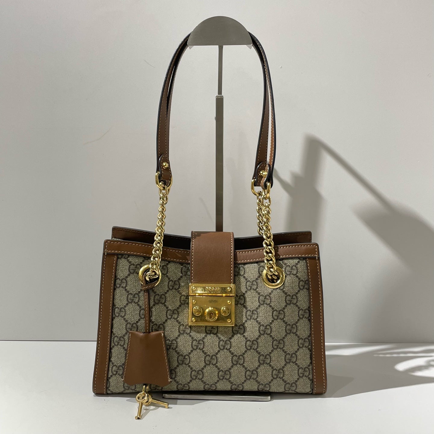 Gucci - Padlock series - GG Supreme canvas with brown leather trim - Beige and Brown - (small)