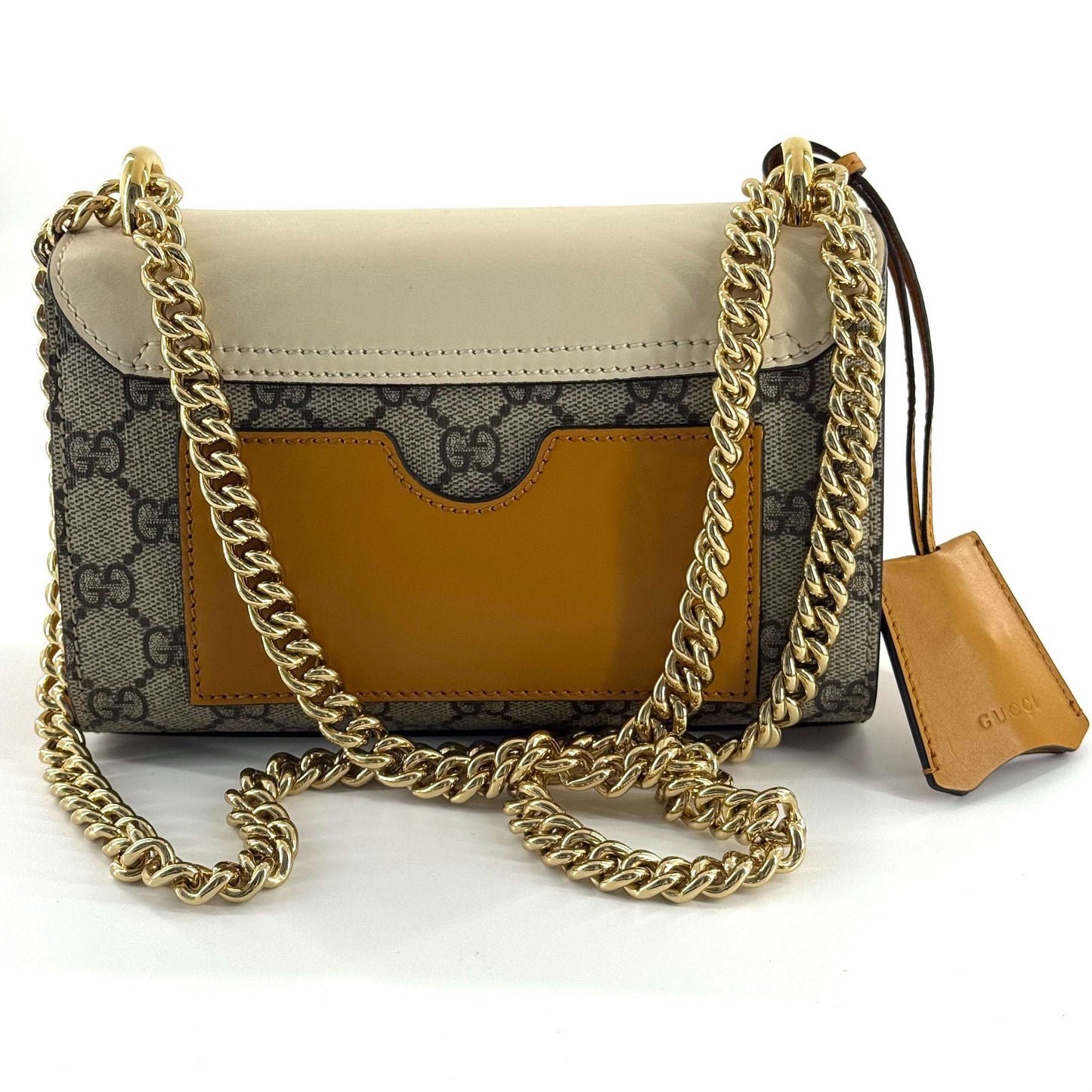 Gucci - Padlock Shoulder Bag - GG Supreme coated canvas and smooth leather - Beige and brown with white flap - (small)