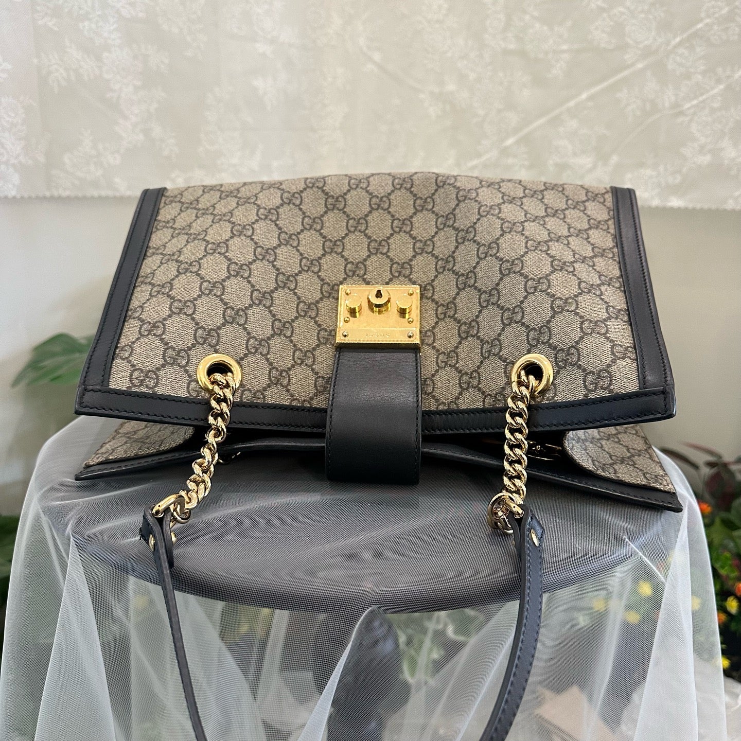 Gucci - Padlock Shoulder Bag - GG Supreme coated canvas with leather trim - Black - (medium)