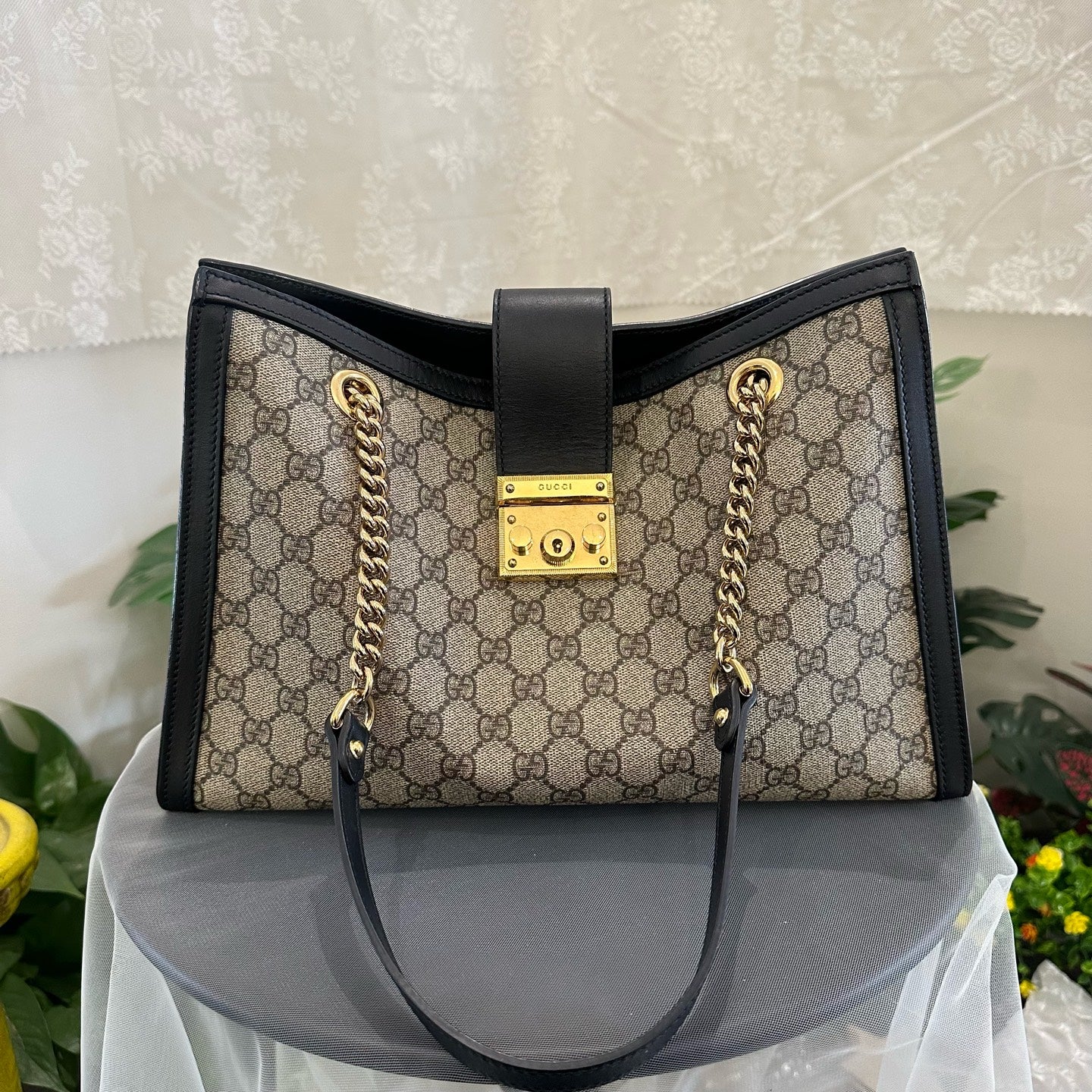 Gucci - Padlock Shoulder Bag - GG Supreme coated canvas with leather trim - Black - (medium)