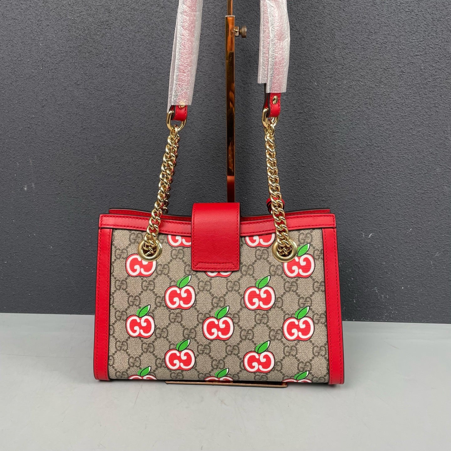 Gucci - Padlock Small Apple Print Tote Bag - GG Supreme canvas with leather trim - Multicolour - (Small)