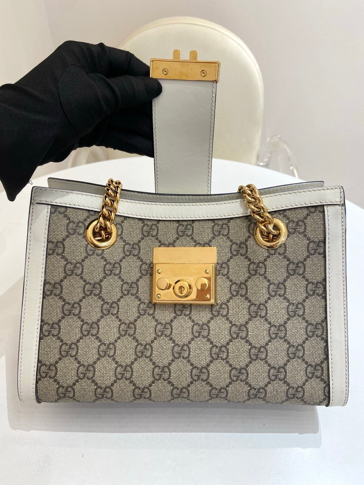Gucci - Padlock Small GG Shoulder Bag - Cloth - Beige - (small)