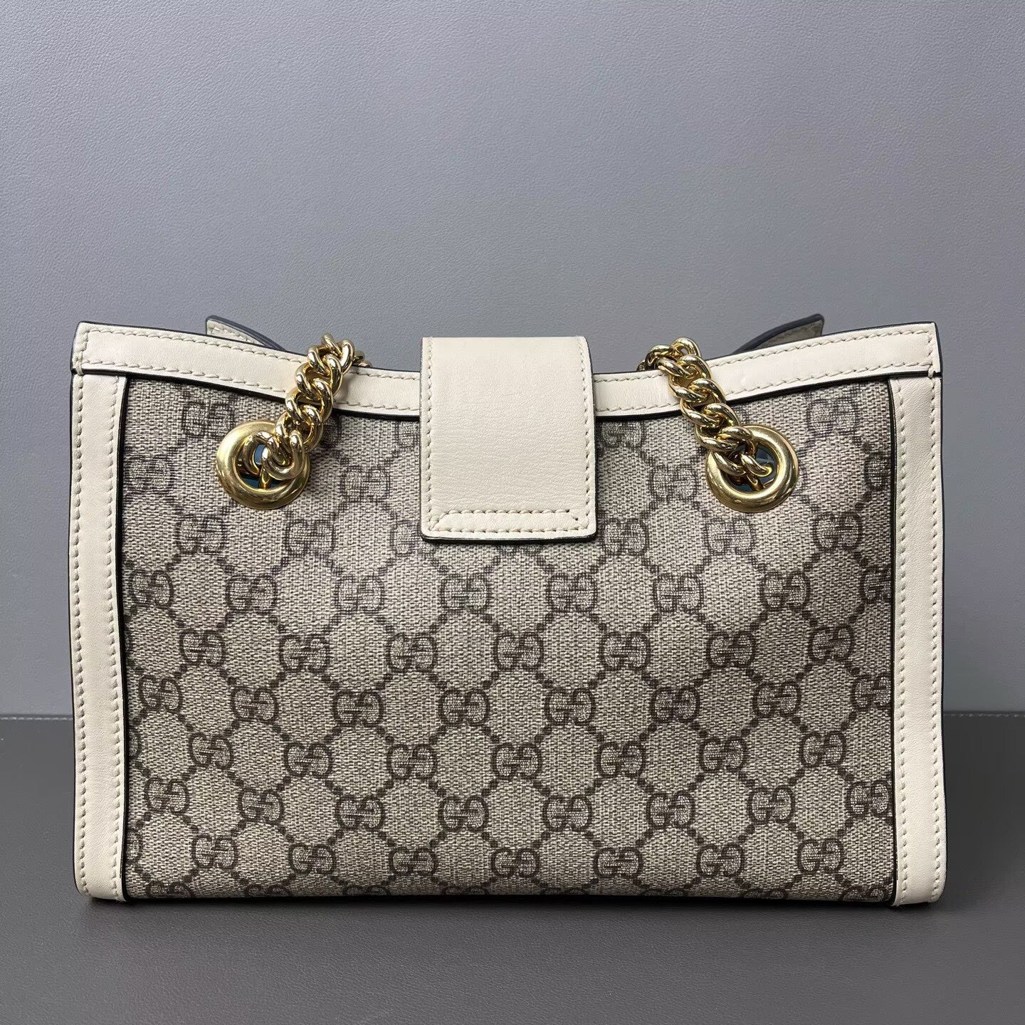 Gucci - Padlock Small - GG Supreme coated canvas with leather trim - Beige and White - (small)