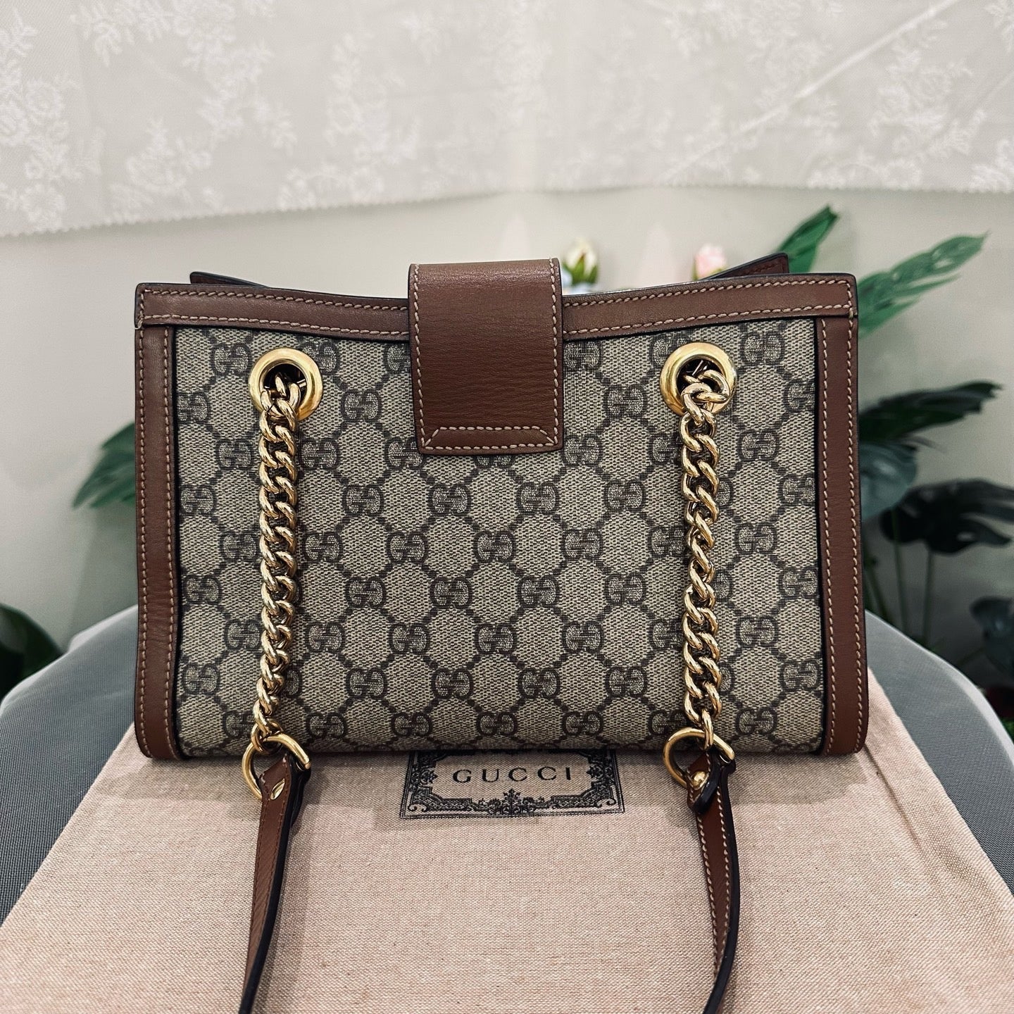 Gucci - Padlock Small Shoulder Bag - GG Supreme canvas with leather trim - Caramel - (small)