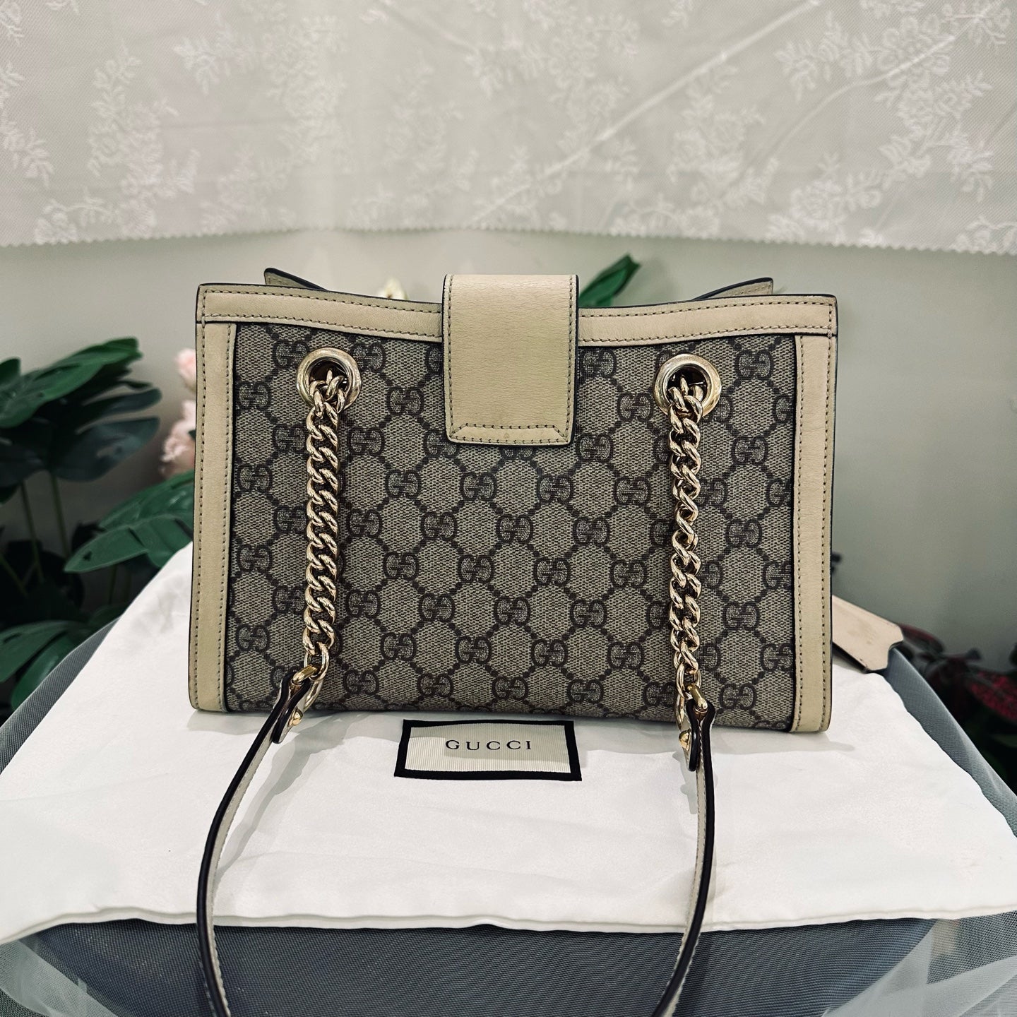 Gucci - Padlock Small Shoulder Bag - GG Supreme coated canvas with leather trim - Beige - (small)