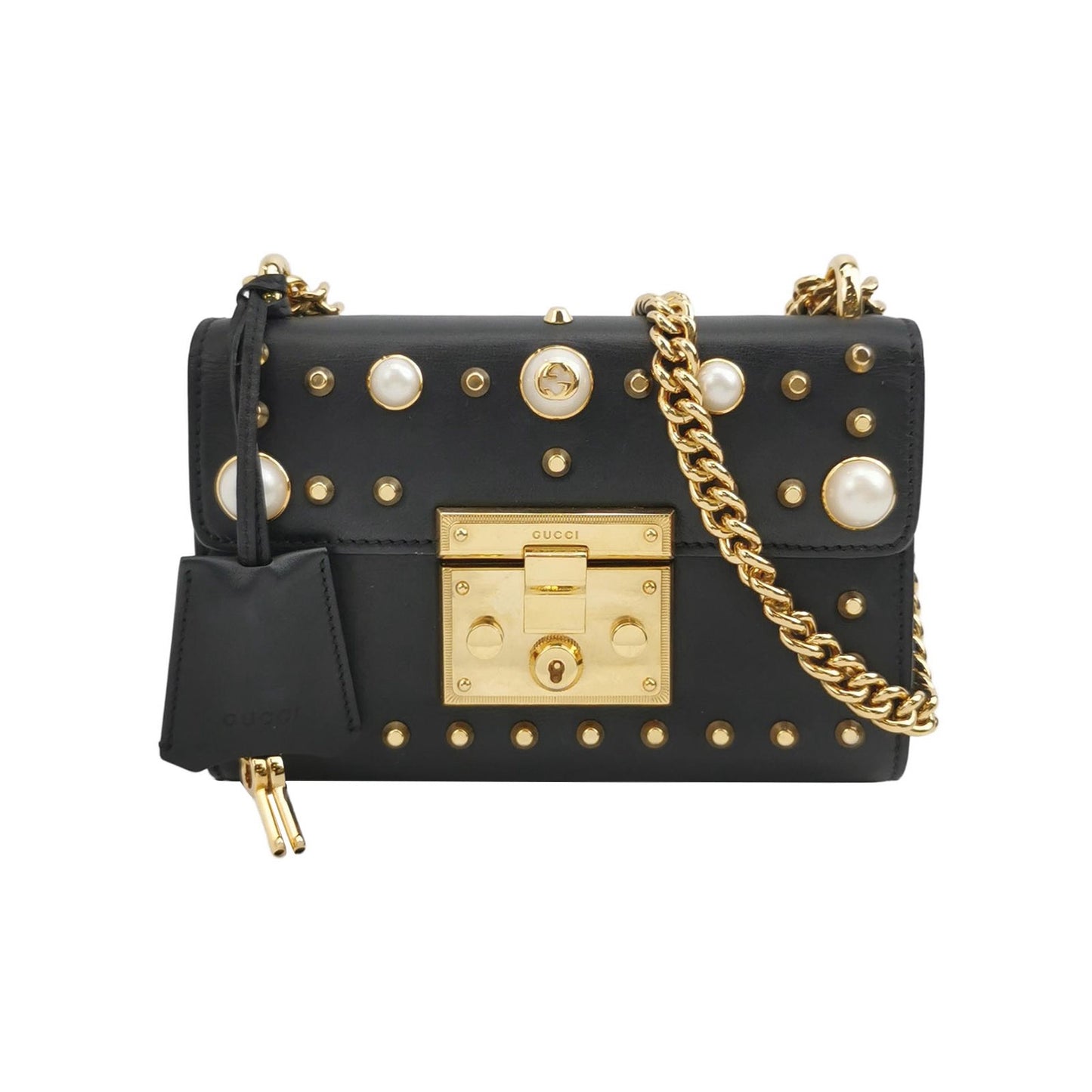 Gucci - Padlock Studded Shoulder Bag - Leather - Black - (small)