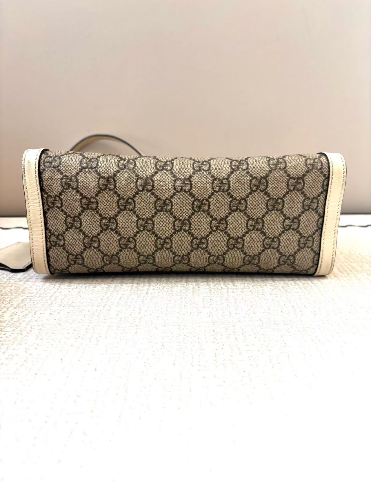 Gucci - Padlock Tote Bag - GG Supreme Canvas with Leather Trim - Ebony and White - (Small)