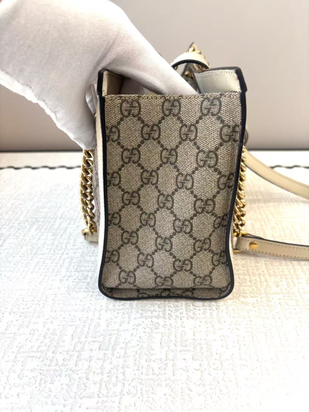Gucci - Padlock Tote Bag - GG Supreme Canvas with Leather Trim - Ebony and White - (Small)