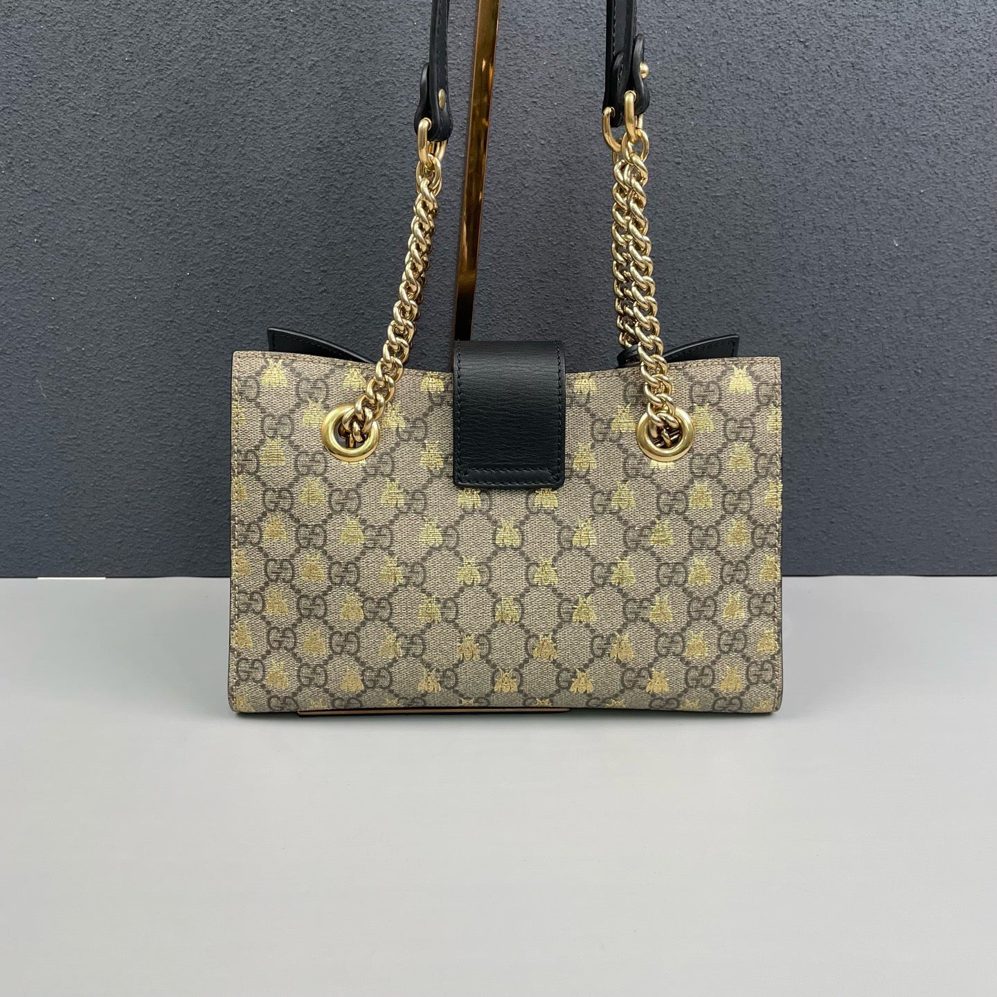 Gucci - Padlock Tote - GG Supreme canvas with leather trim - Beige and Ebony with Gold - (Small)