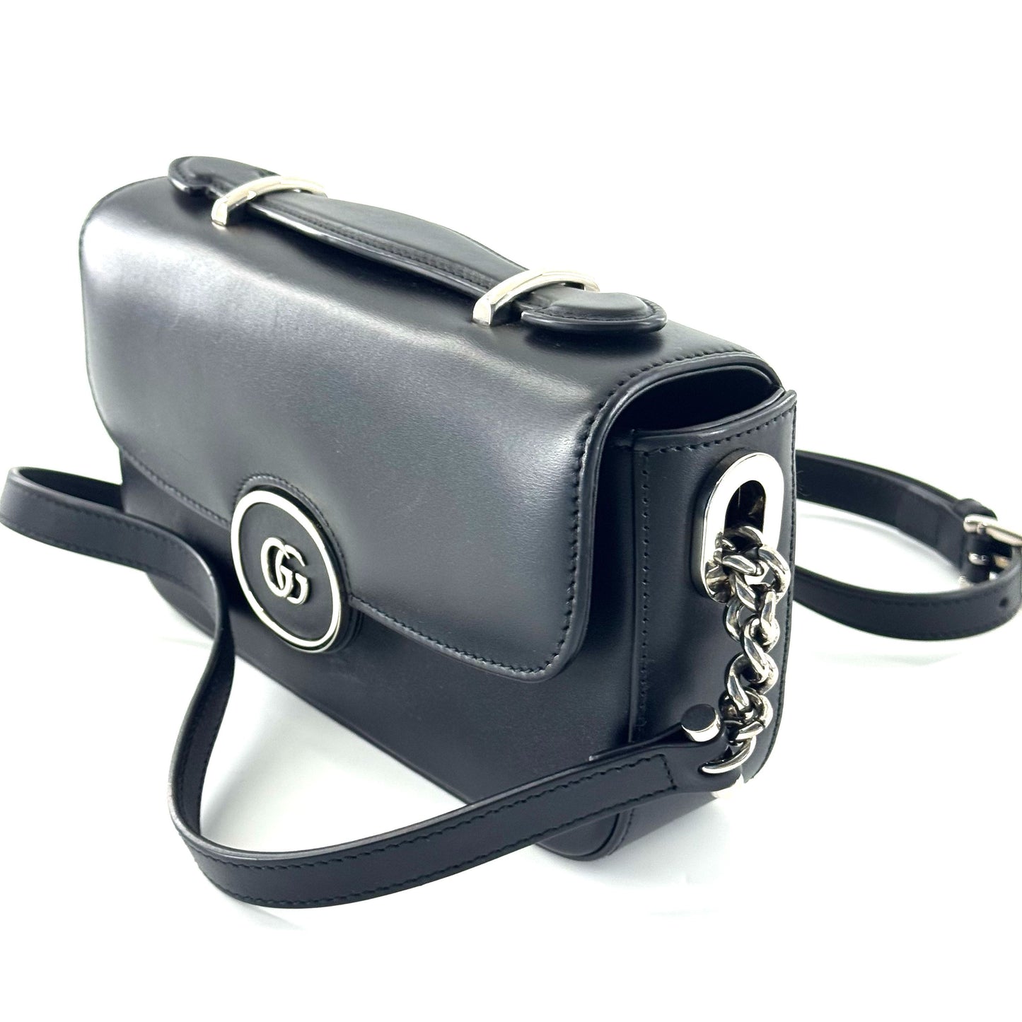 Gucci - Petite Top Handle Crossbody Bag - Leather - Black - (Small)