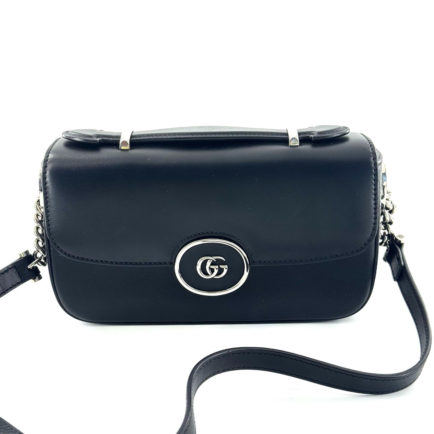 Gucci - Petite Top Handle Crossbody Bag - Leather - Black - (Small)