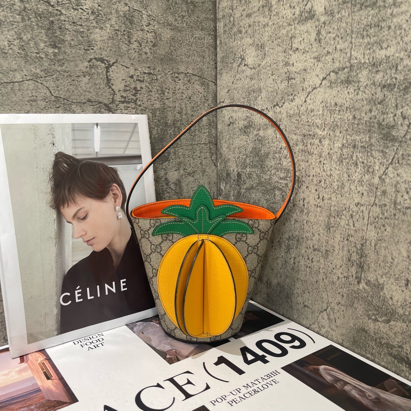 Gucci - Pineapple Mini Bucket Bag - GG Supreme canvas with leather trim and accents - Multicolour (Beige, Brown, Yellow, Green, Orange) - (mini)