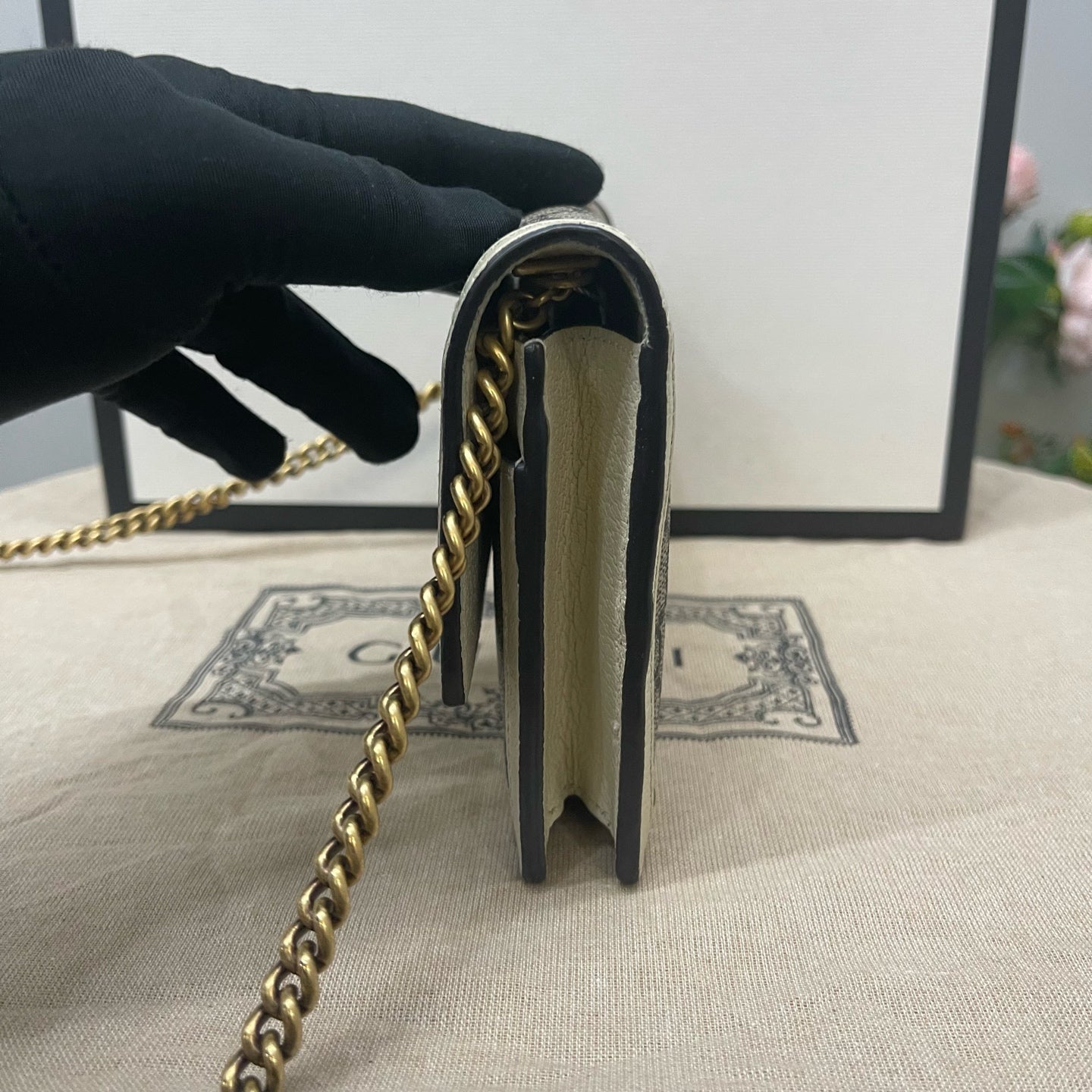 Gucci - Queen Margaret Wallet on Chain - GG Supreme canvas with leather trim - Multicolour - (mini)