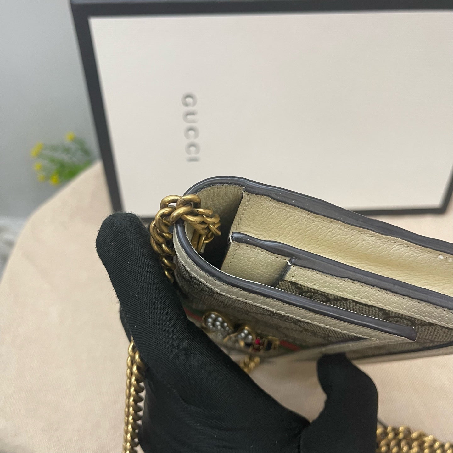 Gucci - Queen Margaret Wallet on Chain - GG Supreme canvas with leather trim - Multicolour - (mini)