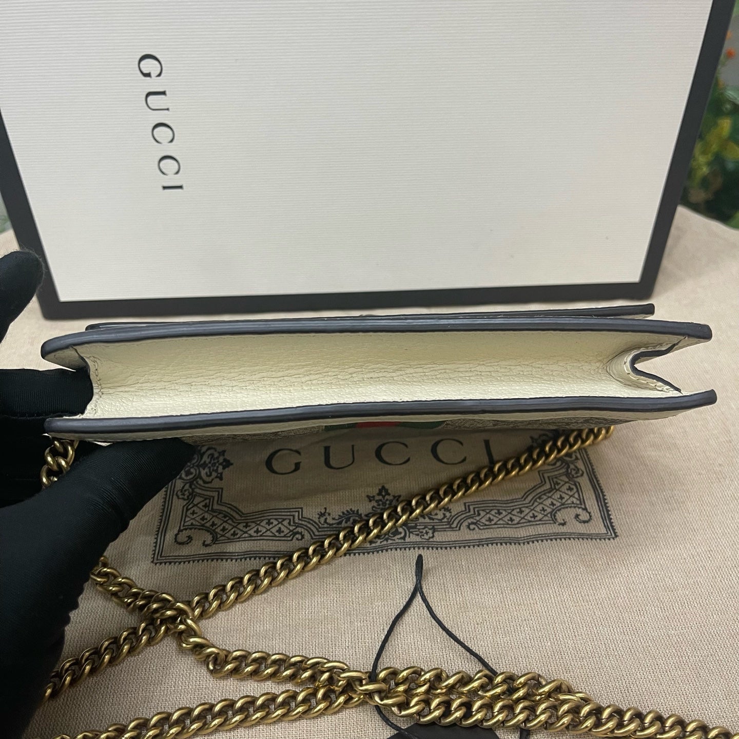 Gucci - Queen Margaret Wallet on Chain - GG Supreme canvas with leather trim - Multicolour - (mini)