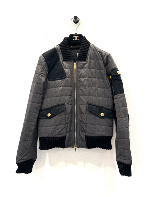 Gucci - Quilted Bomber Jacket - Polyamide and Polyester blend with Leather and Suede accents - Grey and Black - (42)