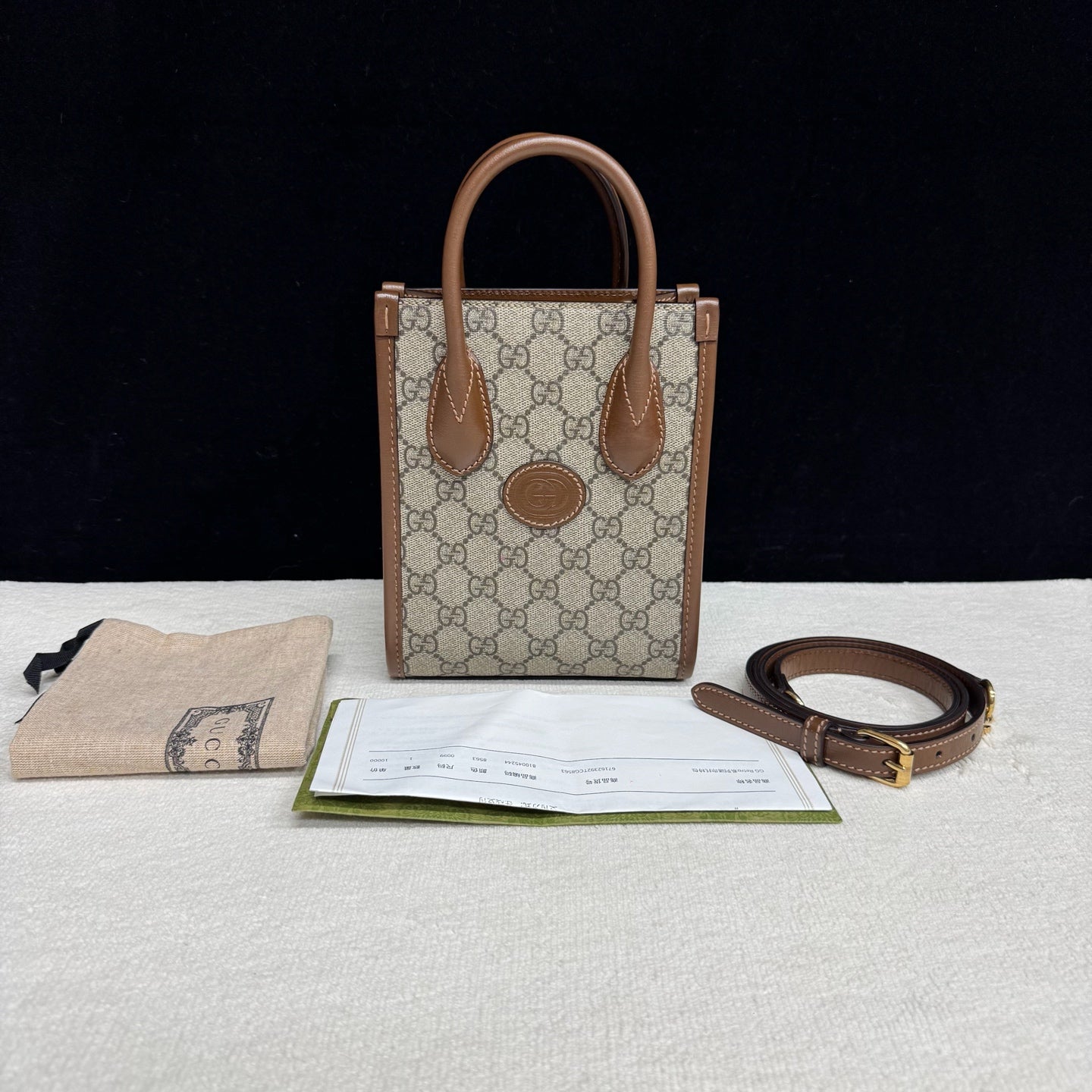 Gucci - Retro Series Mini Tote Bag - GG Monogram Coated Canvas with Leather Trim - Beige - (mini)