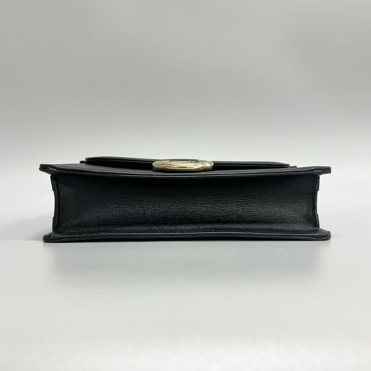 Gucci - Ring series - Textured leather - Black with Gold-Tone Hardware - (small)
