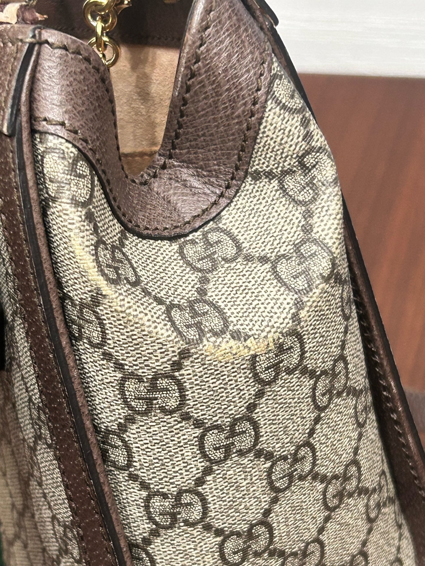 Gucci - Small Tote - GG Supreme canvas with leather trim - Beige/Brown GG Supreme with Red/Green Web - (Small)