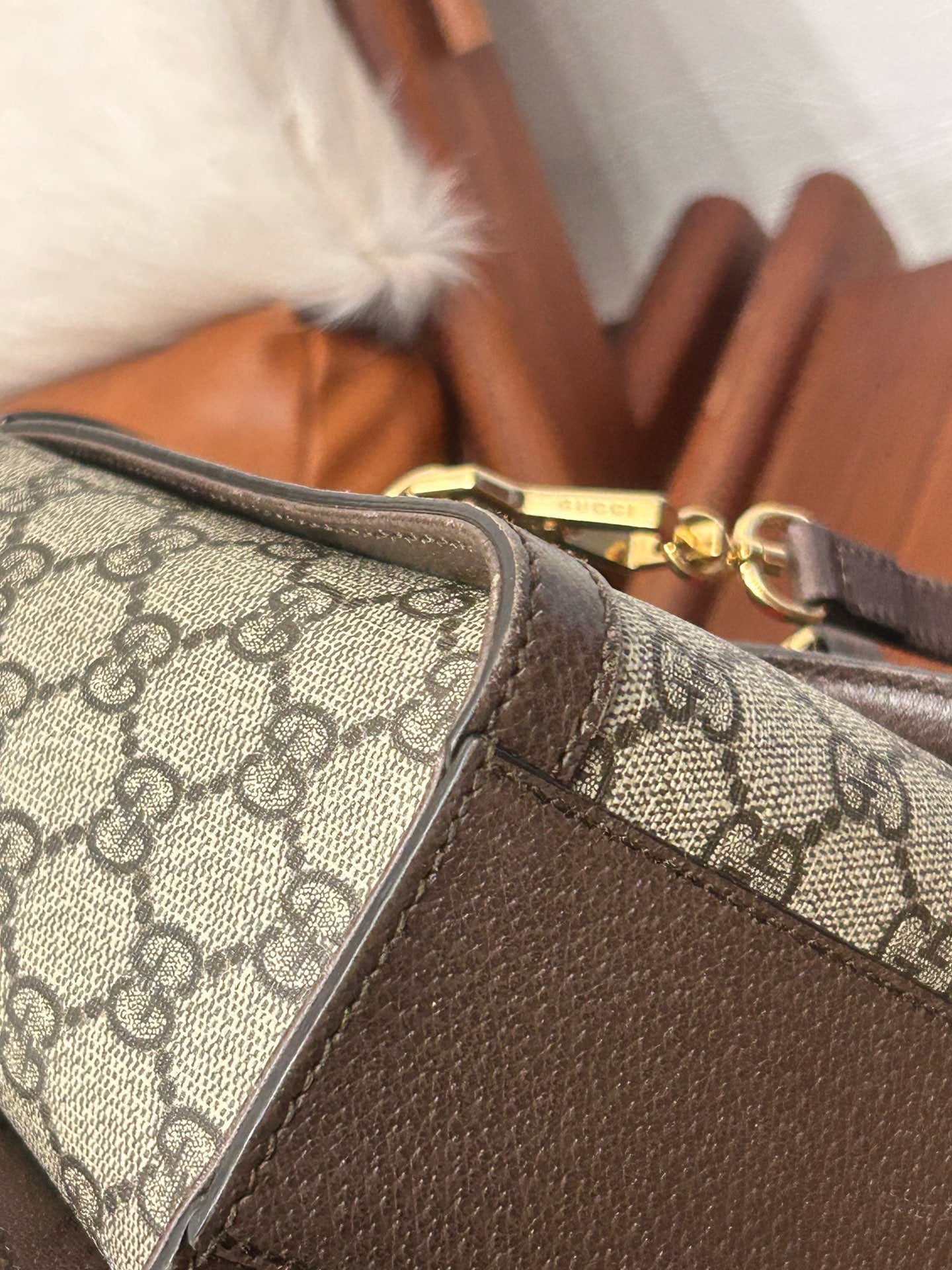 Gucci - Small Tote - GG Supreme canvas with leather trim - Beige/Brown GG Supreme with Red/Green Web - (Small)
