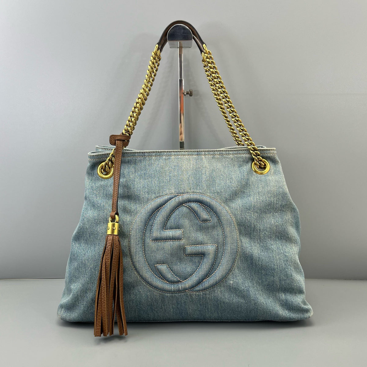 Gucci - Soho Tassel Tote - Denim - Jeans - Blue - (medium)