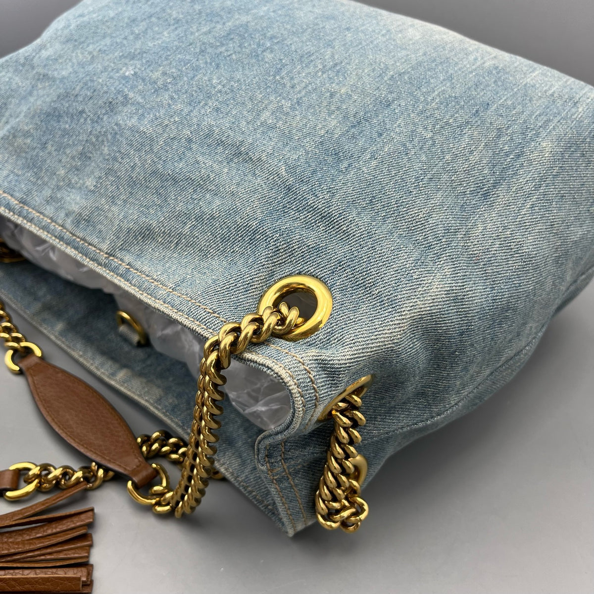 Gucci - Soho Tassel Tote - Denim - Jeans - Blue - (medium)