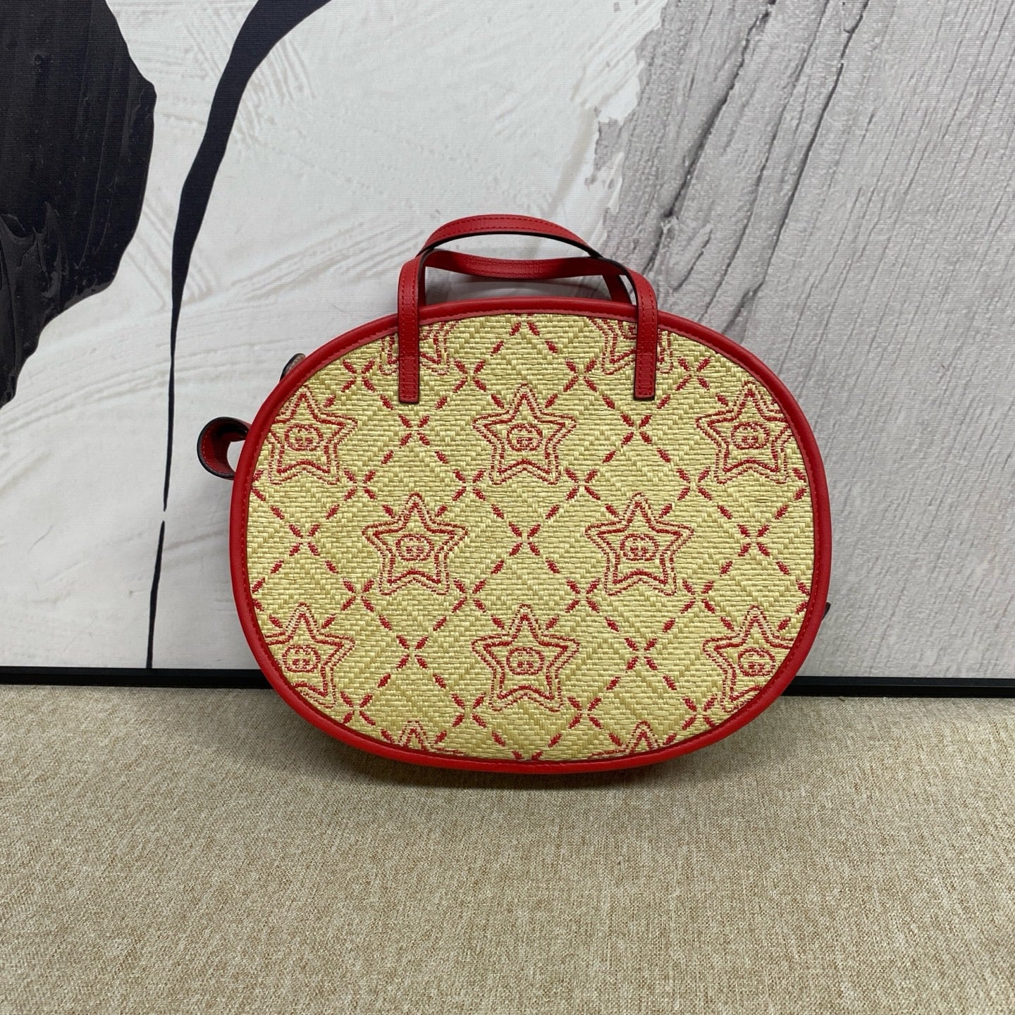 Gucci - Straw Snail Mini Bag - Woven straw and leather - Beige with Red accents - (mini)