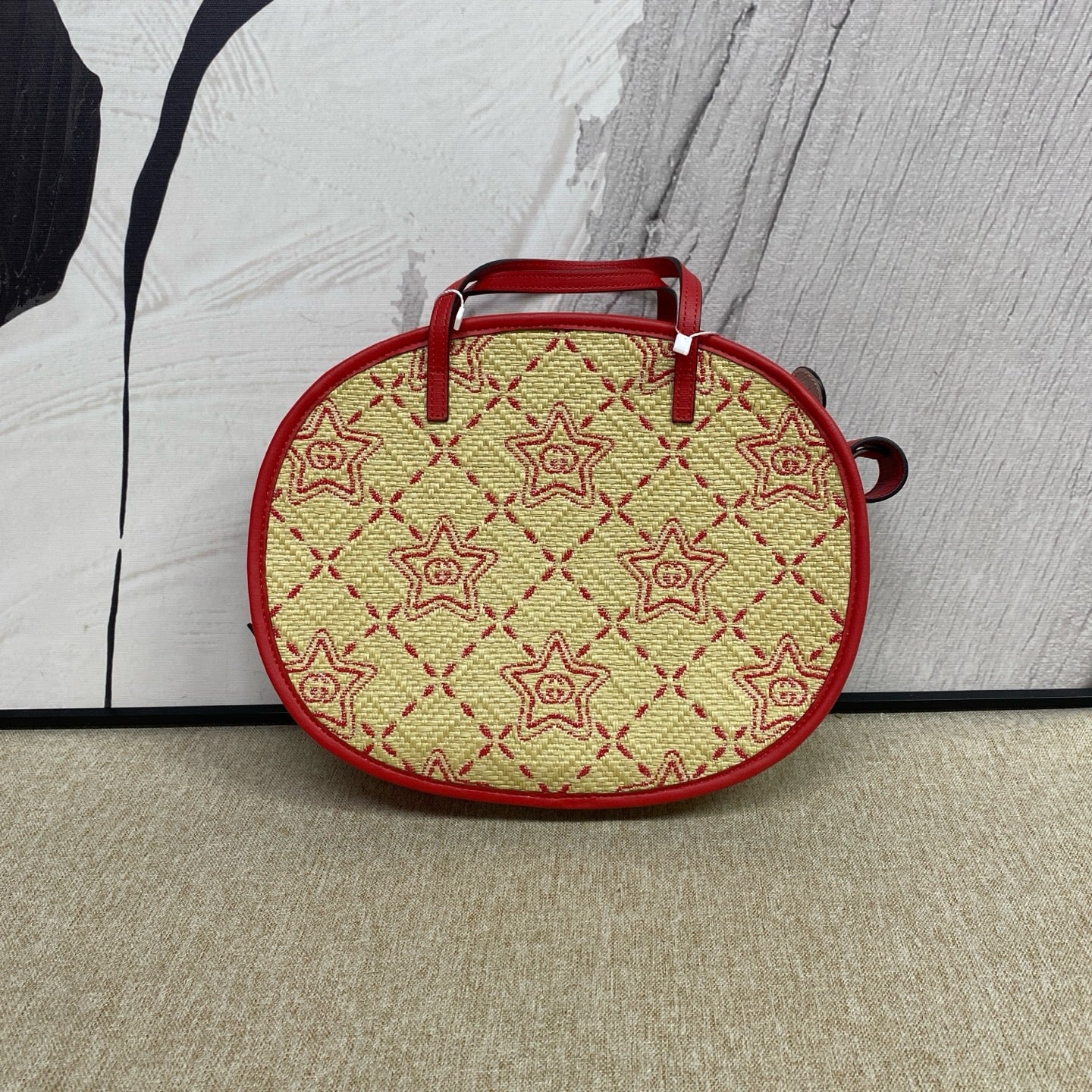 Gucci - Straw Snail Mini Bag - Woven straw and leather - Beige with Red accents - (mini)