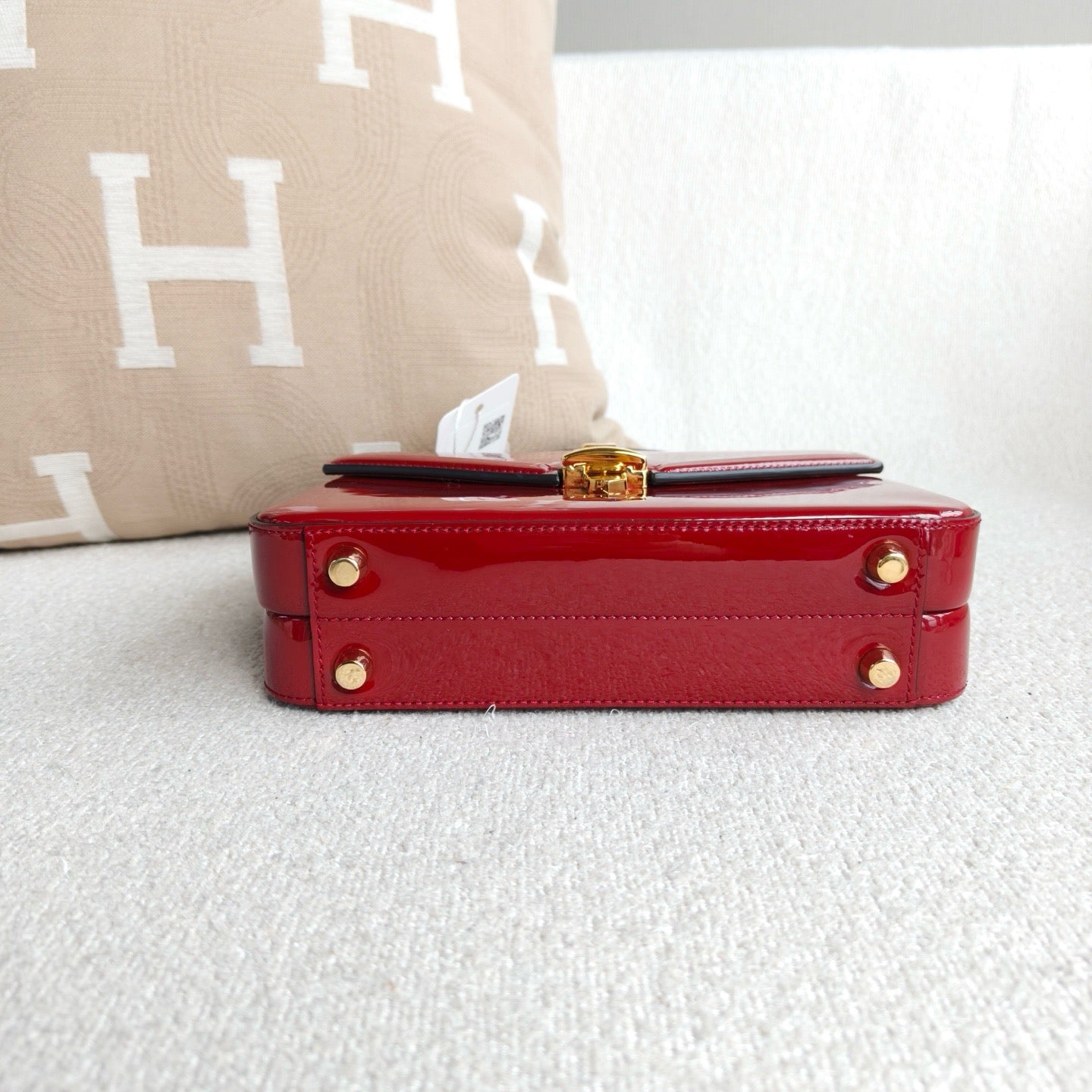 Gucci - Sylvie 1969 Top Handle Chain Bag - Patent leather - Red - (mini)
