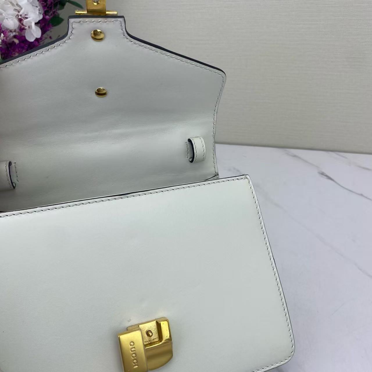 Gucci - Sylvie - Cowhide leather - White with Navy and Red Accents - (Small)