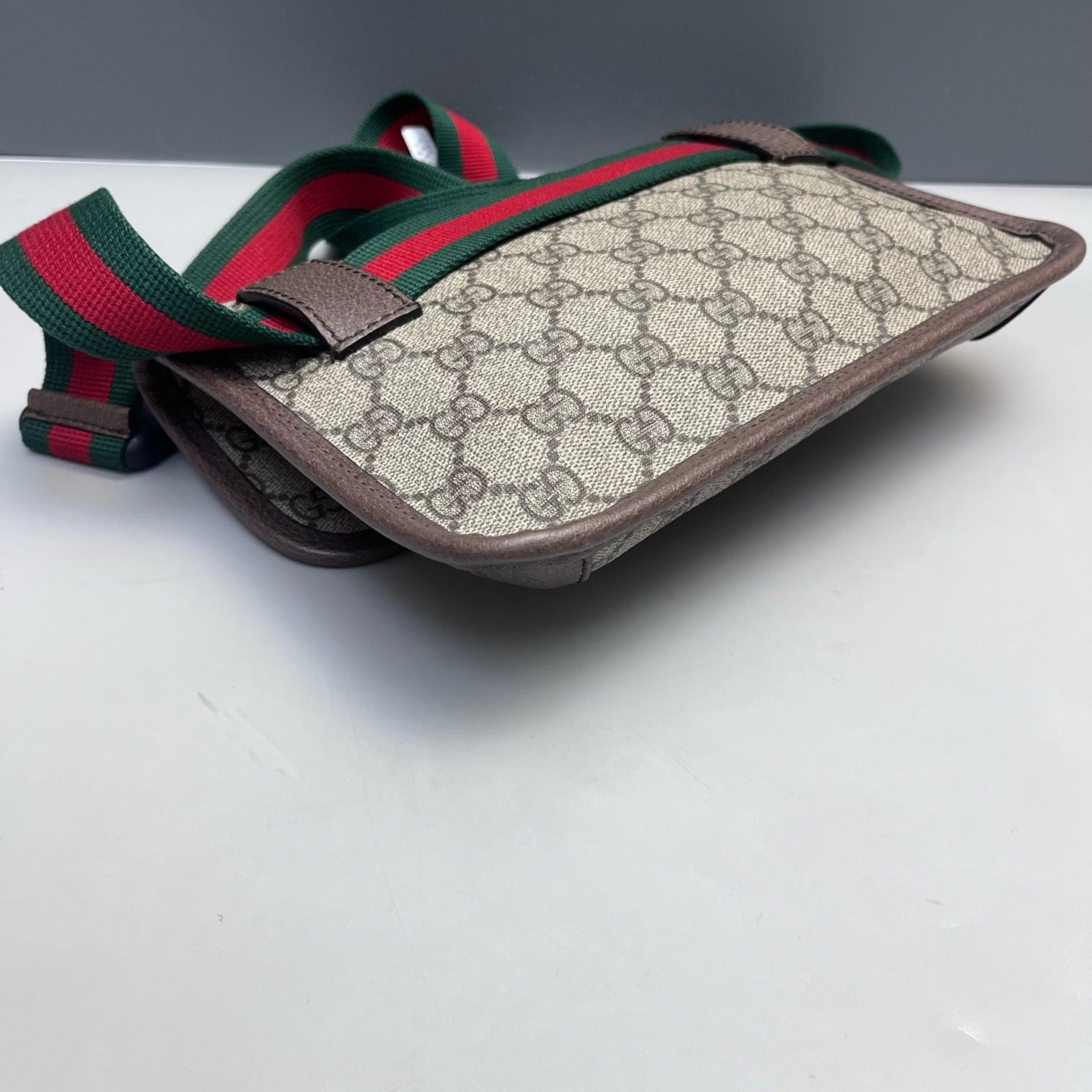 Gucci - Tiger Head Belt Bag - GG Supreme canvas with leather trim - Beige with brown trim and red/green web - (small)