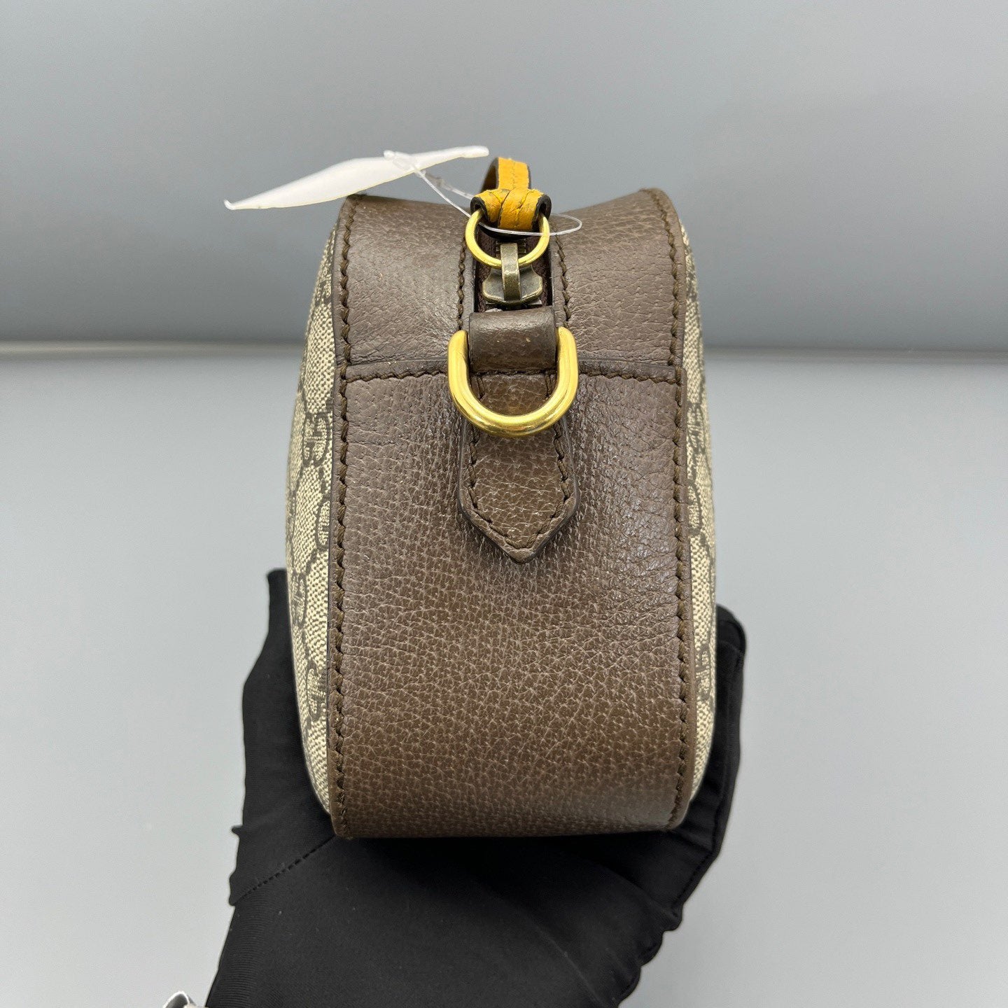 Gucci - Tiger Head Camera Bag - GG Supreme canvas with leather trim - Ebony (Brown) with multicolour strap - (Small)