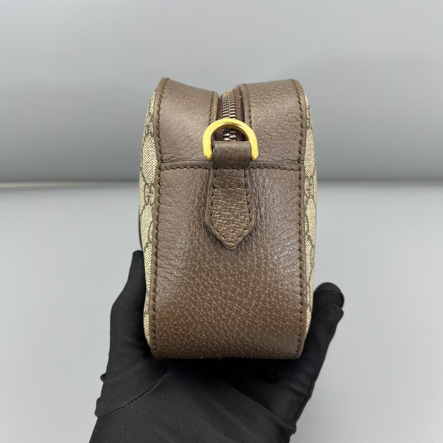 Gucci - Tiger Head Camera Bag - GG Supreme canvas with leather trim - Ebony (Brown) with multicolour strap - (Small)
