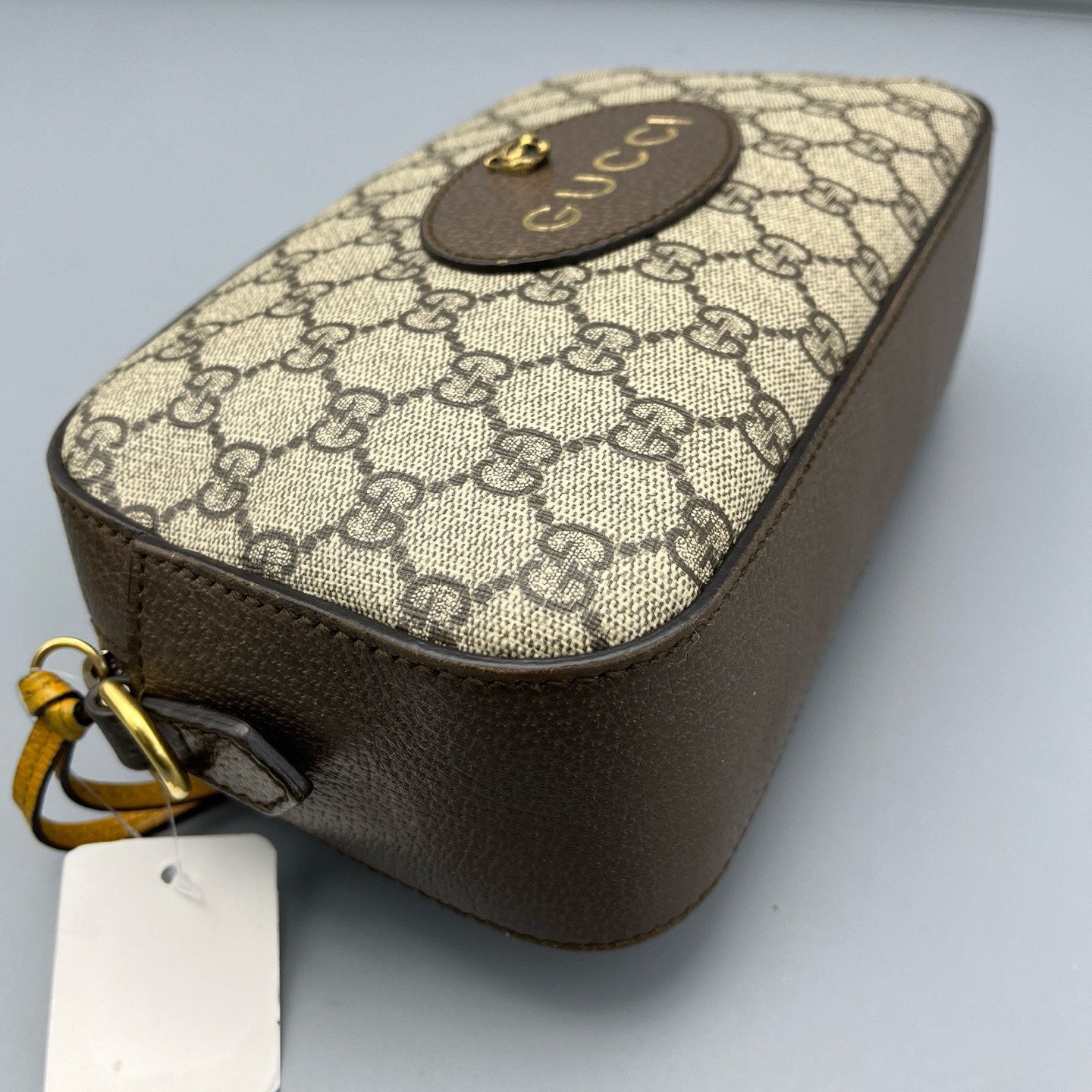 Gucci - Tiger Head Camera Bag - GG Supreme canvas with leather trim - Ebony (Brown) with multicolour strap - (Small)