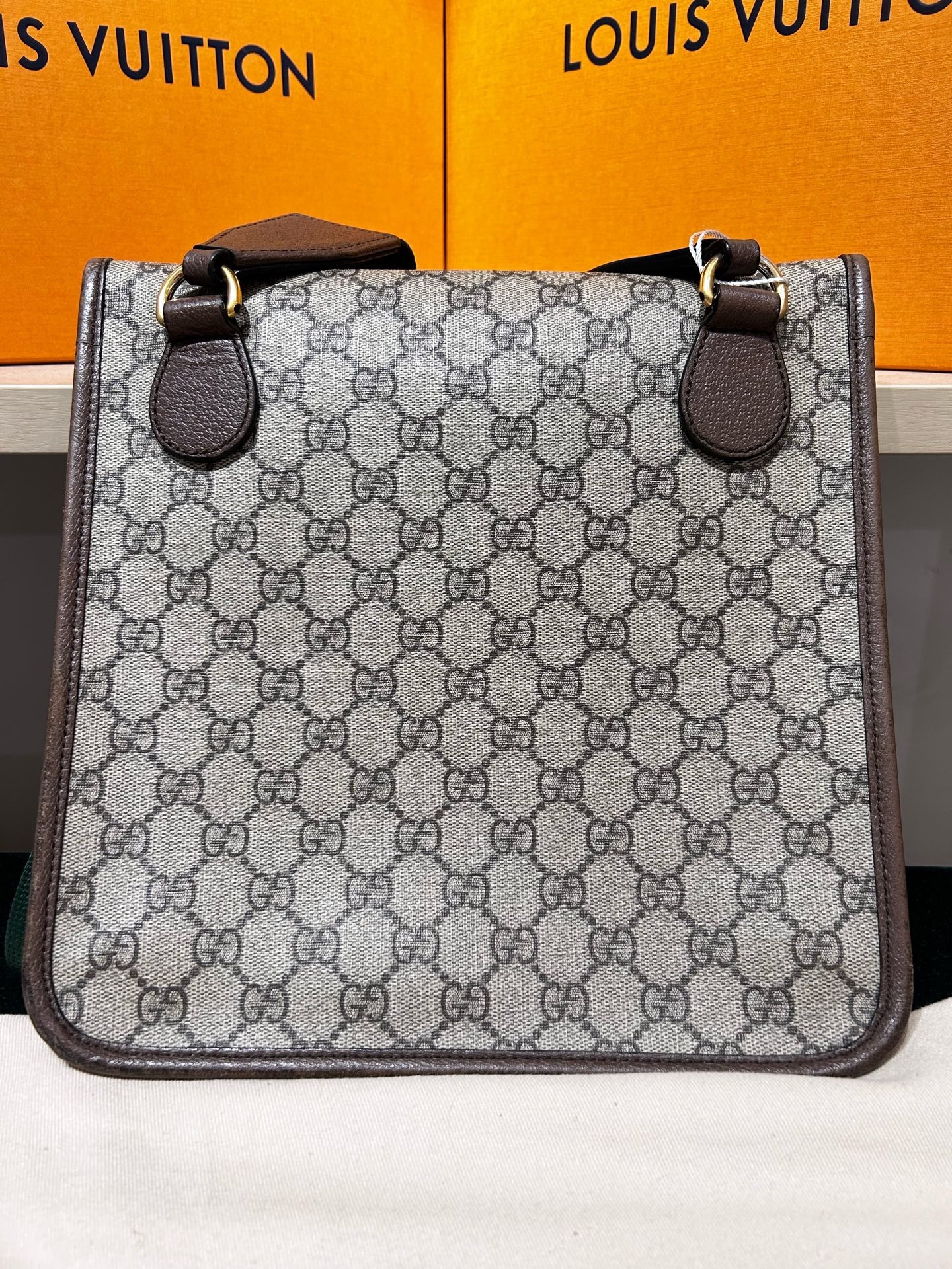 Gucci - Tiger Head Messenger Bag - Coated canvas with leather trim - Beige and Brown - (Medium)