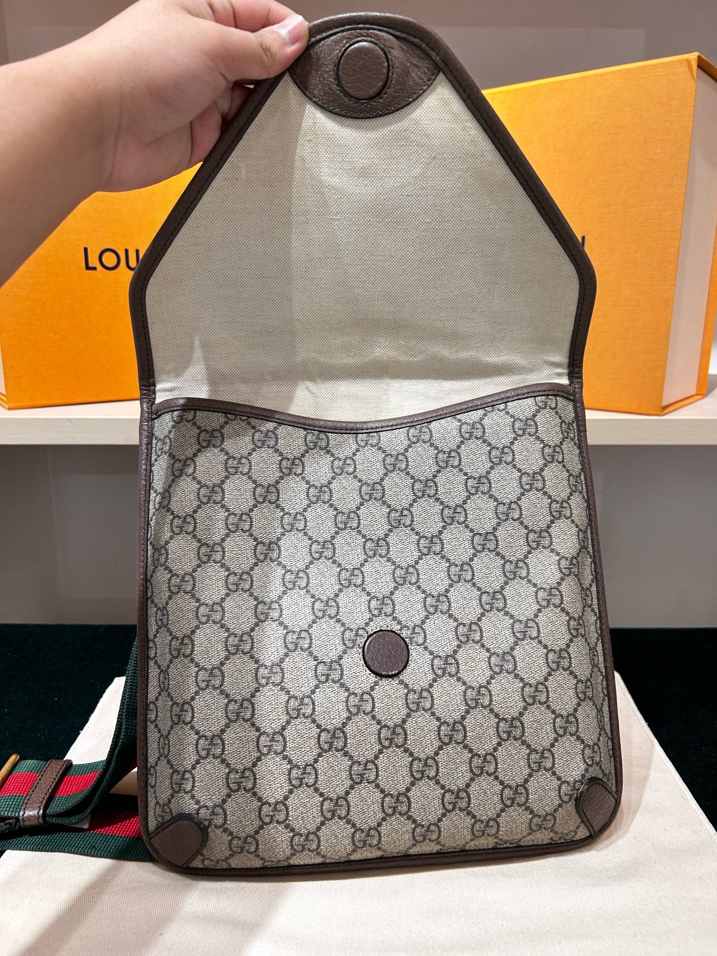 Gucci - Tiger Head Messenger Bag - Coated canvas with leather trim - Beige and Brown - (Medium)