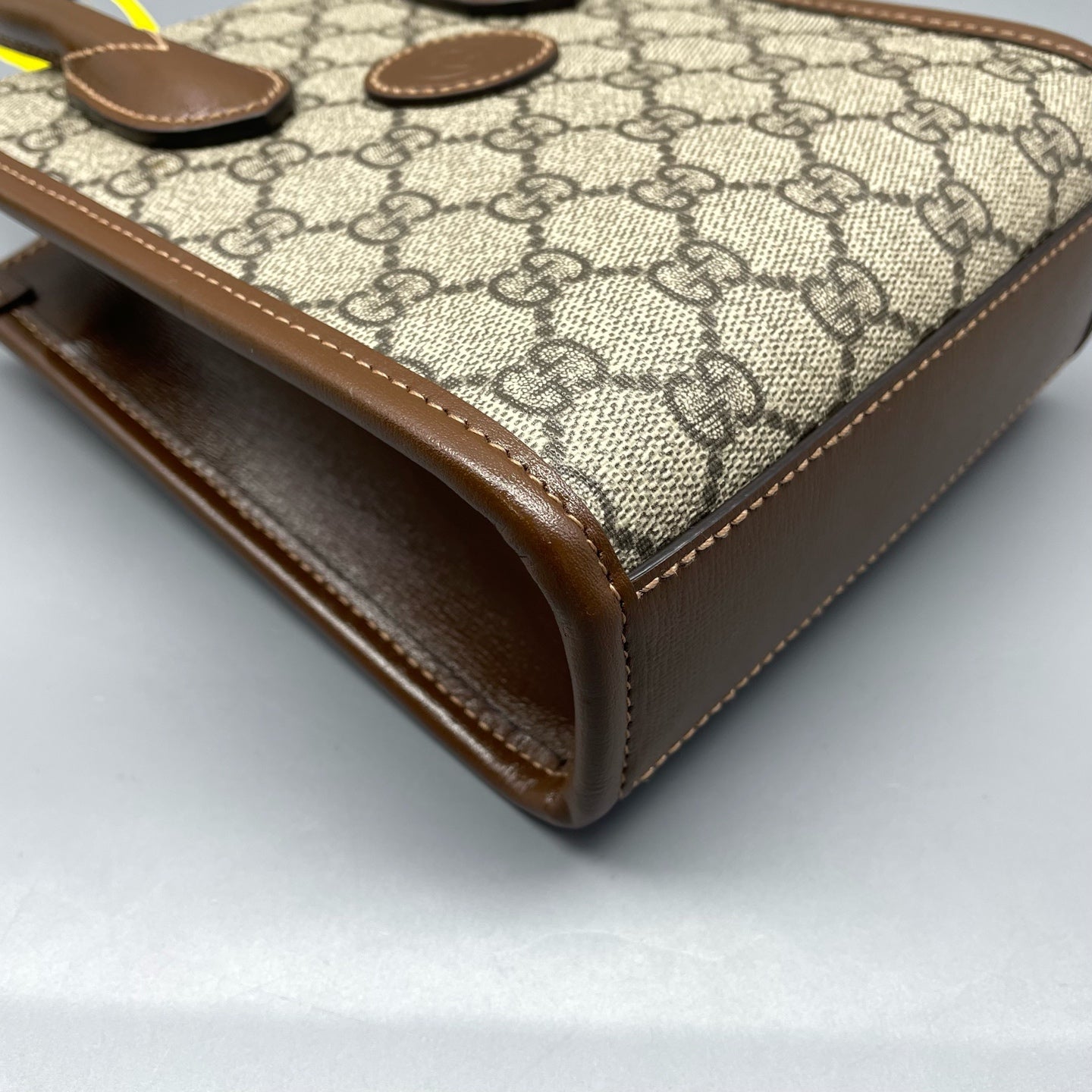 Gucci - Vertical Tote Bag - GG Supreme canvas with leather trim - Beige and Brown - (mini)