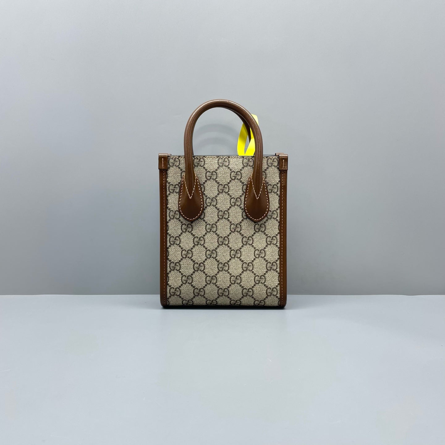 Gucci - Vertical Tote Bag - GG Supreme canvas with leather trim - Beige and Brown - (mini)