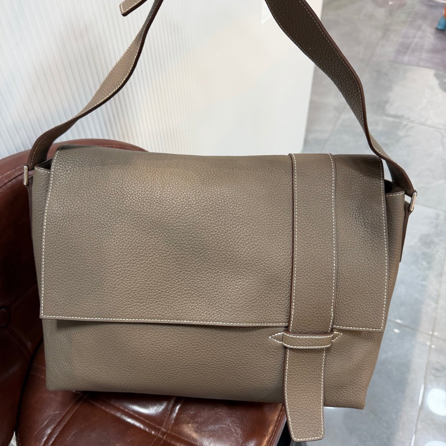 Hermes - Alfred 35 - Leather - Grey - (large)