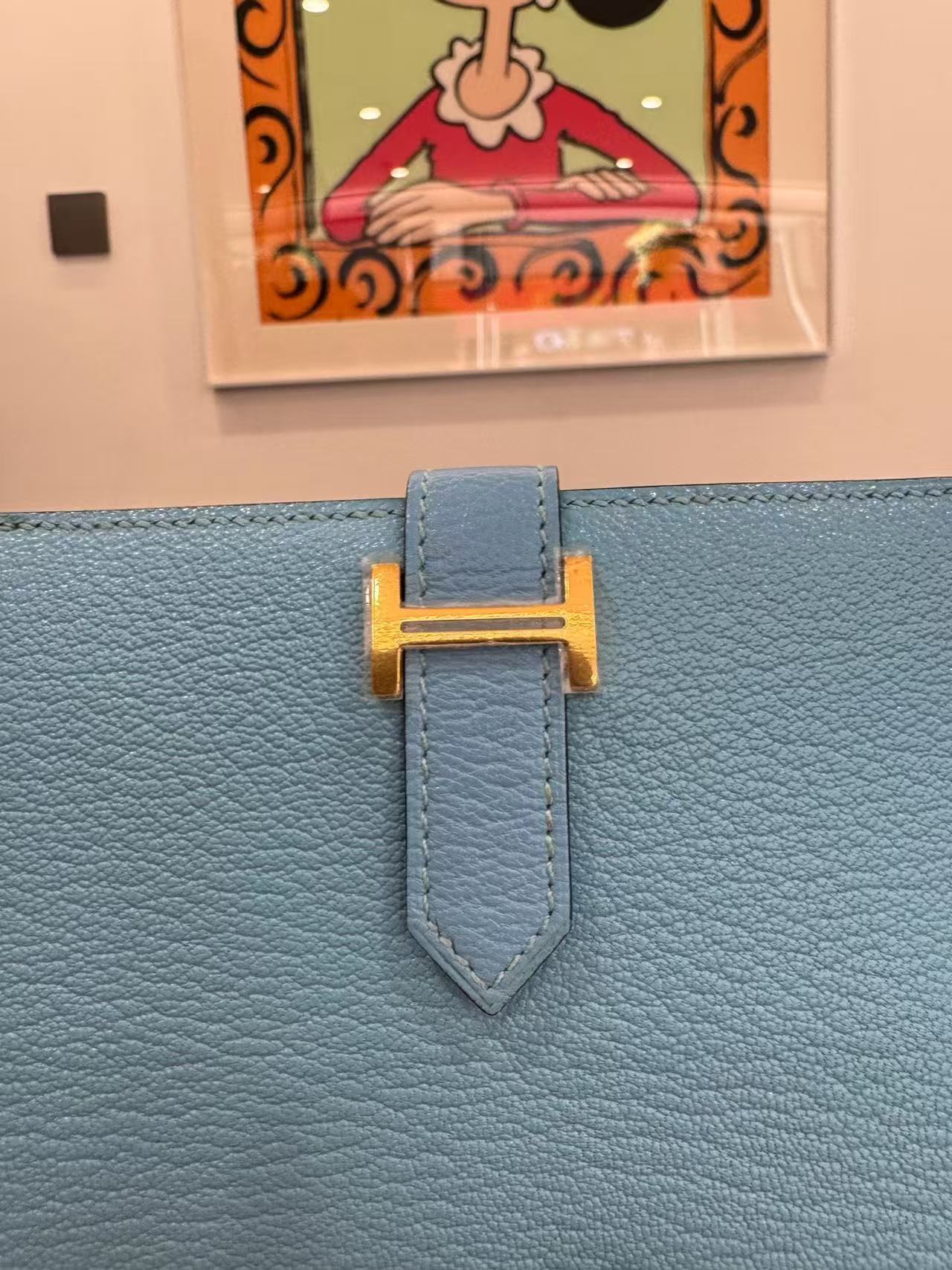 Hermès - Bearn - Calfskin leather - Sky blue with Gold-tone Hardware - (Small)