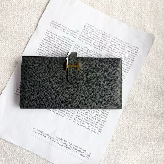 Hermès - Bearn - Epsom leather - Deep Green with Gold-Tone Hardware