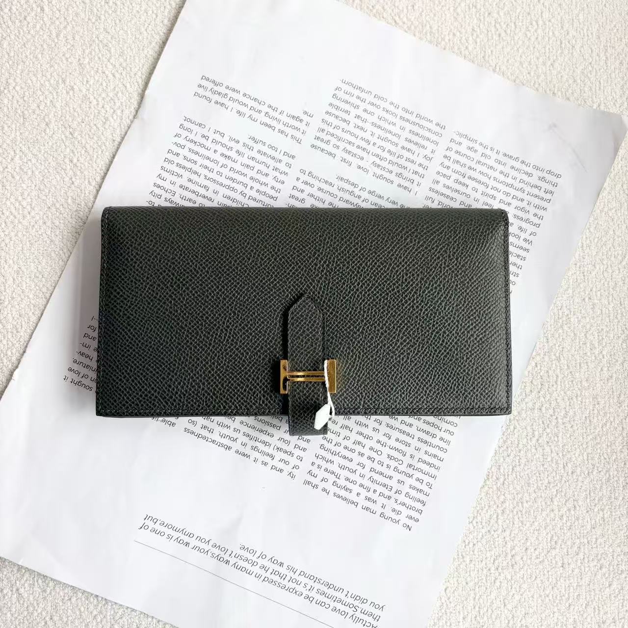 Hermès - Bearn - Epsom leather - Deep Green with Gold-Tone Hardware
