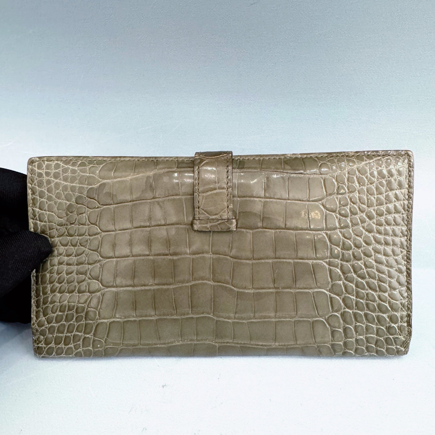 Hermès - Bearn - Exotic leathers - Crocodile - Grey